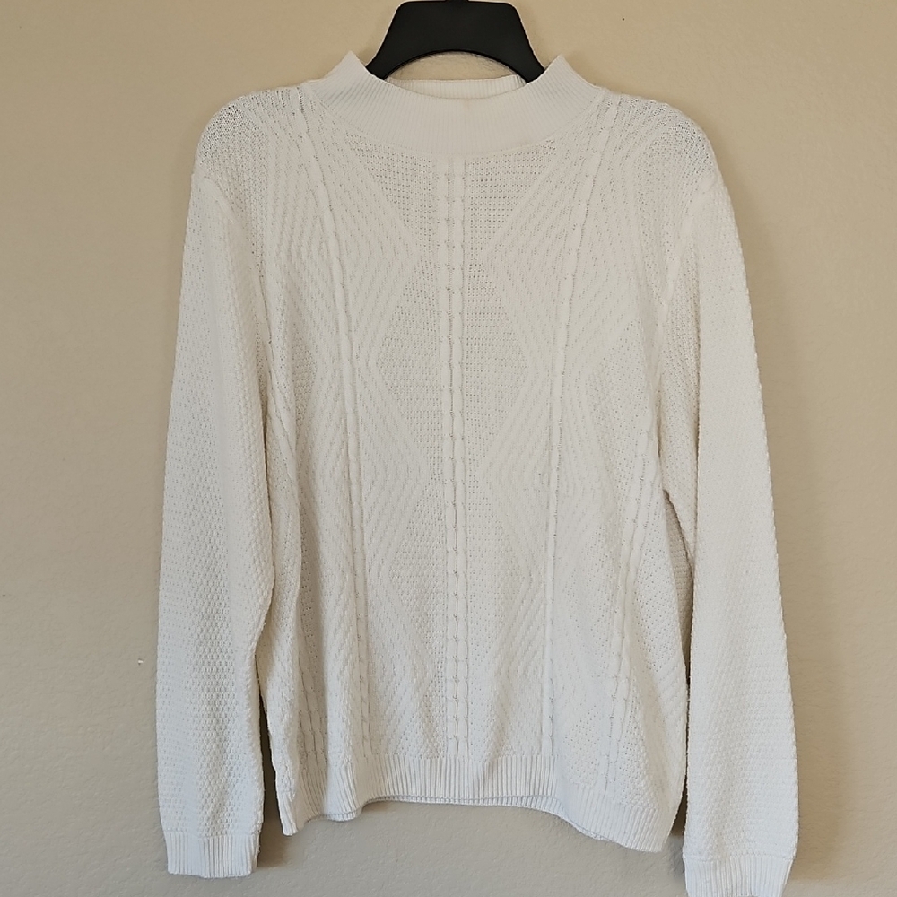Alfred‎ Dunner Cream Cowl Neck Sweater Large
